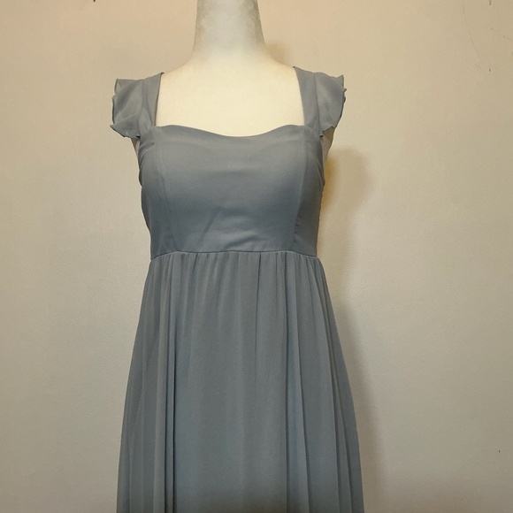 Show Me Your Mumu Blue Chiffon Maxi Dress Size Medium Made in USA - Picture 3 of 11